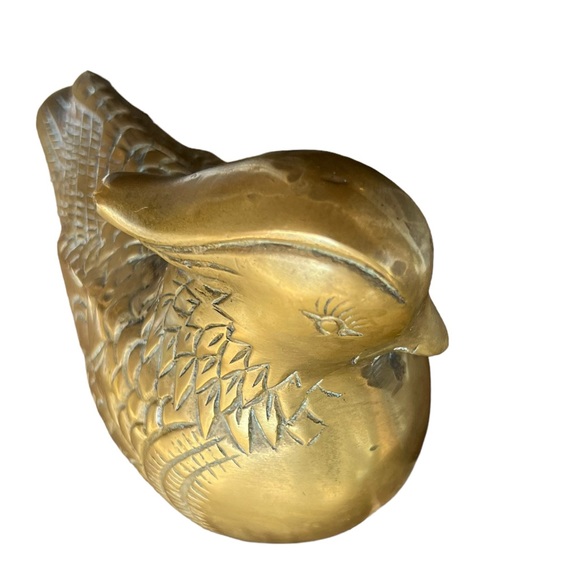Vintage Brass Mid Century Dove/Pheasant/ Bird Figure Paper Weight 5.5” - Picture 9 of 12